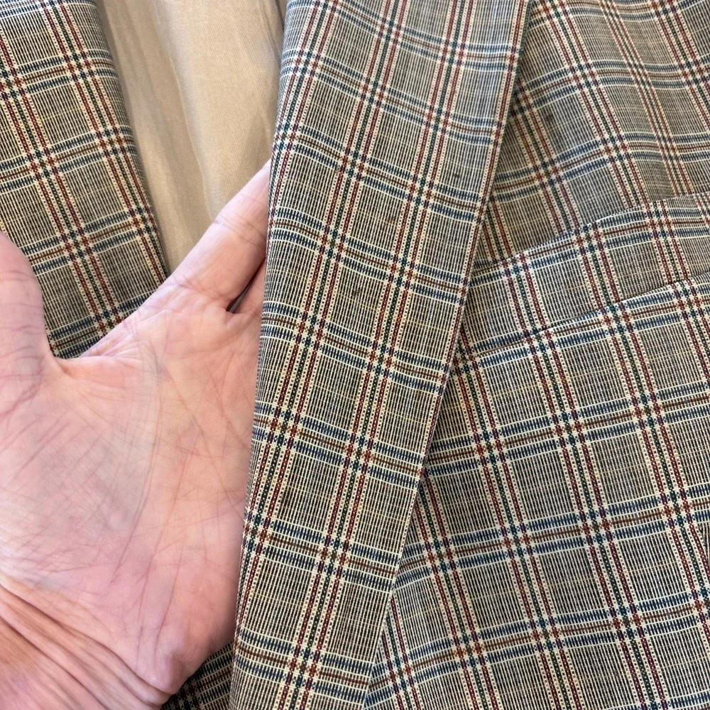 VTG Brooks Brothers Plaid Derby Bold Sport Preppy Blazer Size 44 USA Pure Wool‎